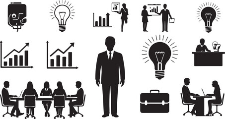 Business icons teamwork meeting idea growth