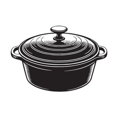 Black casserole dish Silhouette Vector, High Quality Illustration on White Background