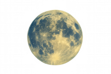 Full moon against a transparent background showing detailed lunar surface texture for space and astronomy concepts
