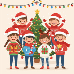Fototapeta premium children celebrating Christmas
