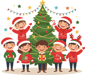 Fototapeta premium children celebrating Christmas