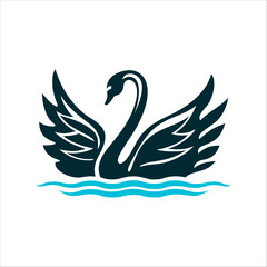 Elegant Black Swan Logo Icon Illustration Western Australia Day Black swan with curved neck and raised wings jet black © Warten Weg