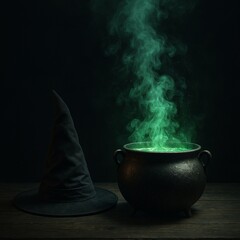 Witch Hat with Bubbling Cauldron