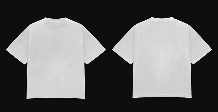 Oversized White T Shirt Mockup front and back view Isolated on Black background