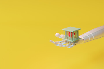 The image shows an AI robotic arm that helps find anomalies and detect viruses in the system.