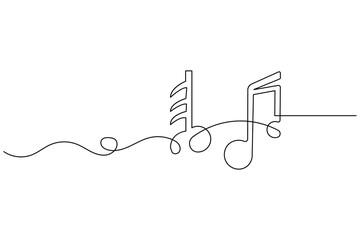 Music note  single line drawing with a white background