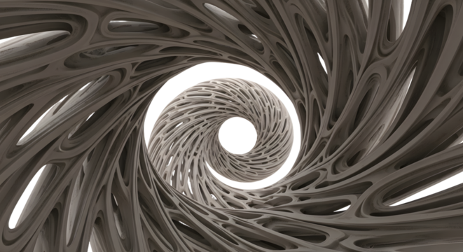 Abstract Metallic Spiral Pattern in Monochrome Artistic Design for Modern Digital Art