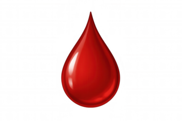 Red blood drop vector illustration depicting health, medical care, and fluid dynamics, transparent background