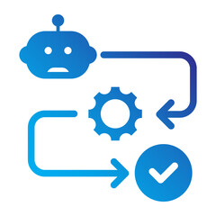 Chatbot workflow automation Flat Gradient icon.