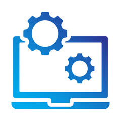 Laptop process automation Flat Gradient icon.