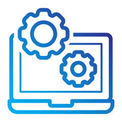 Laptop process automation Line gradient icon.