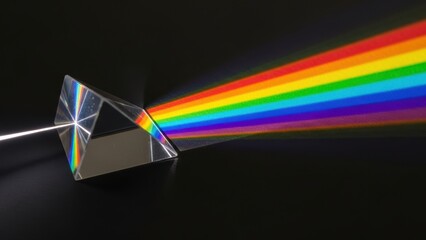 A beam of white light passing through a glass prism and separating into a rainbow spectrum.