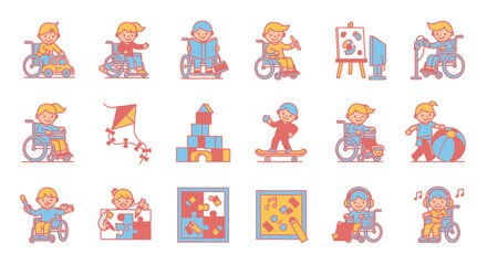 Children with Disabilities Engaging in Various Activities.