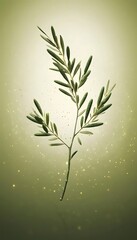 Fototapeta premium Elegant Olive Branch with Soft Lighting and Sparkling Particles