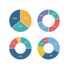 Pie charts set with numbers