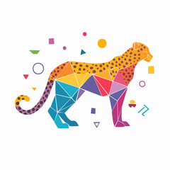 Obraz premium メンフィス柄でデザインしたチーターアイコンベクター素材