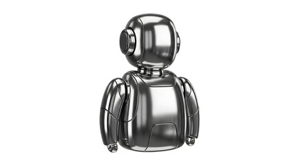 Futuristic Silver Robot Toy with Smooth Metallic Surface on White Background
