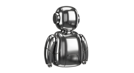 Futuristic Silver Robot Toy with Smooth Metallic Surface on White Background