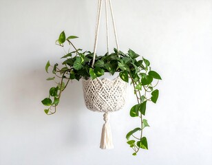 Hanging macrame plant pot