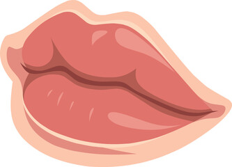 Illustration of shiny pink woman's lips side view