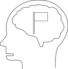 human head brain icon and flag icon with white background