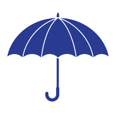 Simple blue umbrella illustration isolated on white background for protection and weather concepts