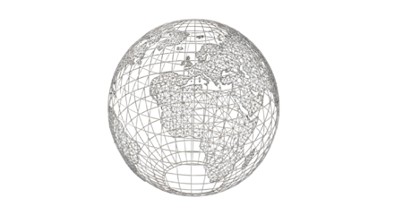 Metallic Wire Globe Representation of Earth with Grid Pattern for Global Connectivity and Technology