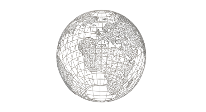 Metallic Wire Globe Representation of Earth with Grid Pattern for Global Connectivity and Technology