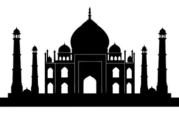 Vector art of silhouette of the taj mahal, india landmark