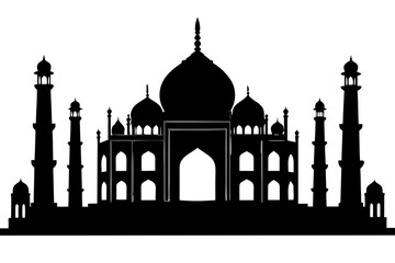 Vector art of silhouette of the taj mahal, famous india landmark