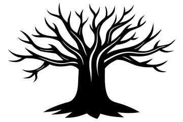 Vector art of silhouette of a bare tree with branches