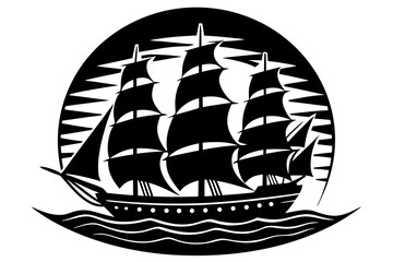 Vector art of sailing ship vector illustration