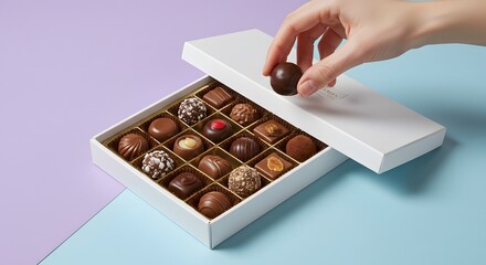 Hand Picking Chocolate from Assorted Box
