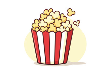 Popcorn in a striped bucket ready for movie night or snack time joy 

