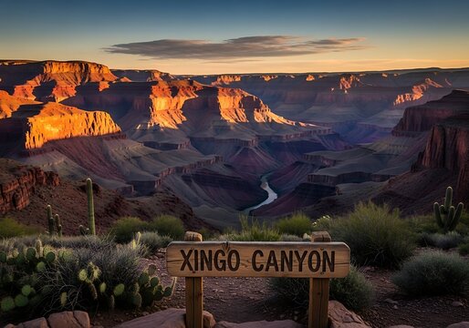 Dramatic light upon Xingo Canyon's layered landscape at golden hour
