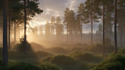 Fototapeta premium morning mist in the forest