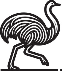 Ostrich vector icon. Hand drawn illustration of ostrich.