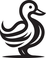 Duck icon on black and white background. Vector Illustration