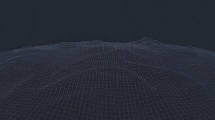 Wireframe grid floats, visualizing landscape data. Generative art ideal for science, tech, marketing, design, web backgrounds.