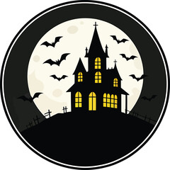 Halloween Vector Illustration &ndash; Spooky Pumpkin, Ghost, Witch, Haunted House, Skeleton, Black Cat, Flat Cartoon Design