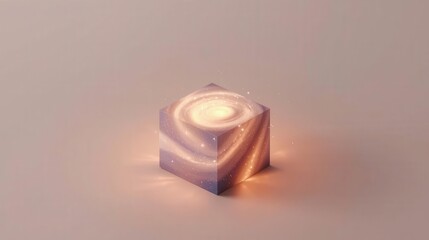 Cosmic energy cube glowing in space 3d animation digital art futuristic environment abstract viewpoint