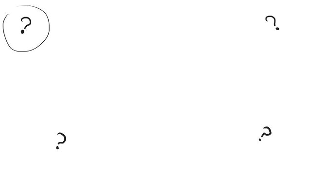 Question marks move slightly in the corners of the screen, with a border appearing around them.