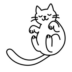 Simple Outline Playful Cat Sitting and Smiling Pet Animal Icon