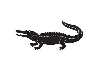 Obraz premium Aggressive alligator silhouette vector with open jaws and sharp teeth.