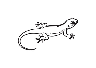 Lizard silhouette illustration, simple reptile animal vector icon, gecko shape graphic design.