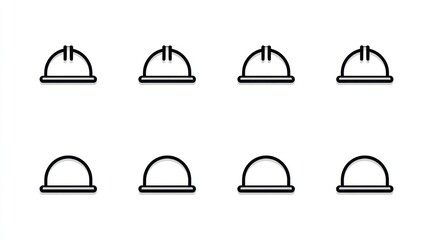 Fototapeta premium Nine simple black hard hat icons arranged in a grid
