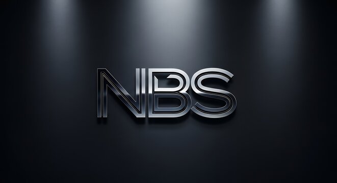 Dark Minimalist Background with Metallic NBS Logo on Black Surface