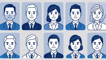 Business avatars team professional corporate people office workers employees staff members group picture vector art