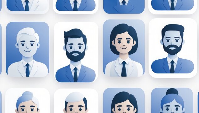 Diverse team avatars corporate profile pictures business professionals team members company staff users