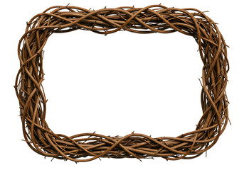 Rustic woven branch frame with transparent center for elegant designs, perfect for earthy invitations, country weddings, or natural product promotions